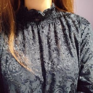 Vintage Navy Liz Claiborne Semi-Sheer Blouse